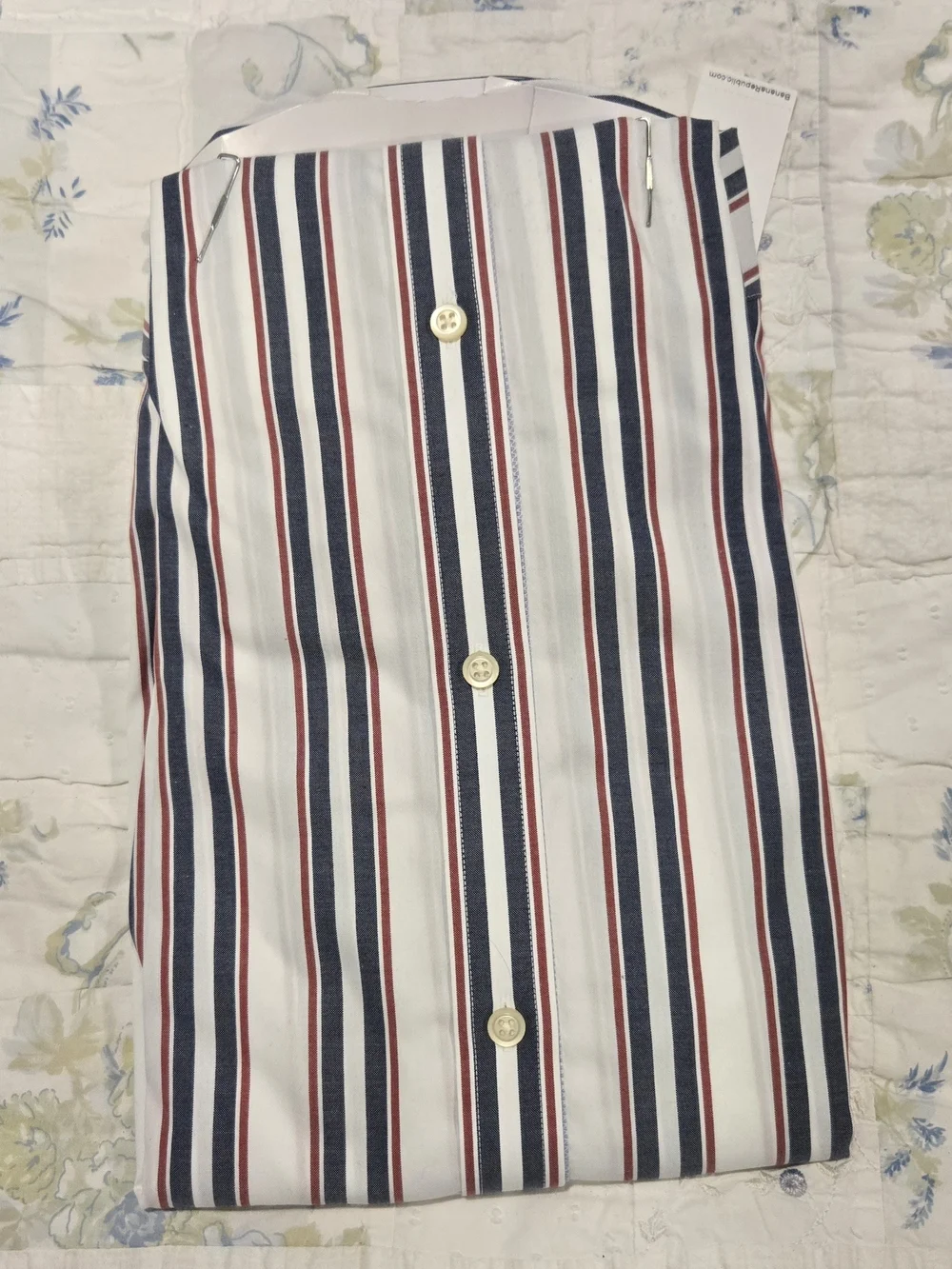 Banana Republic Men’s Slim Fit Stripe Button-Down Shirt - White/Navy/Red